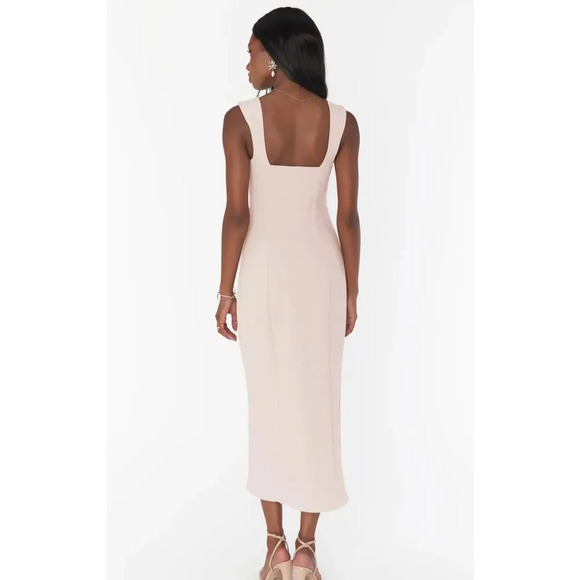 NWT Show Me Your MuMu Eden Midi‎ Dress Size Medium Dusty Blush Stretch Pink - Picture 2 of 10